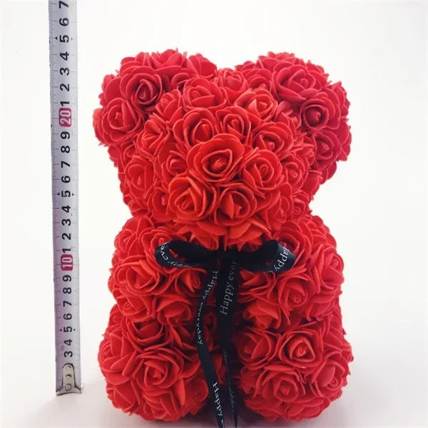 Valentines Day Gift  25cm Rose Teddy Bear From Flowers Bear With Flowers  Red Rose Bear