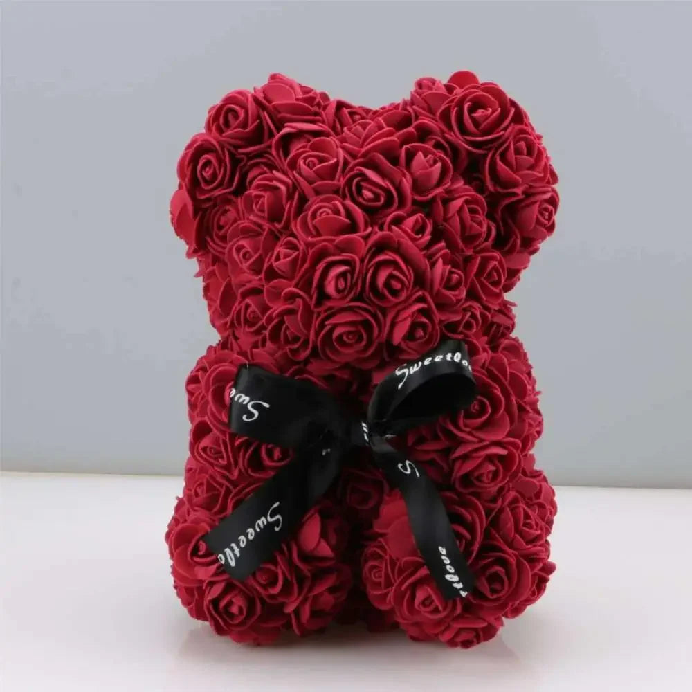 Valentines Day Gift  25cm Rose Teddy Bear From Flowers Bear With Flowers  Red Rose Bear