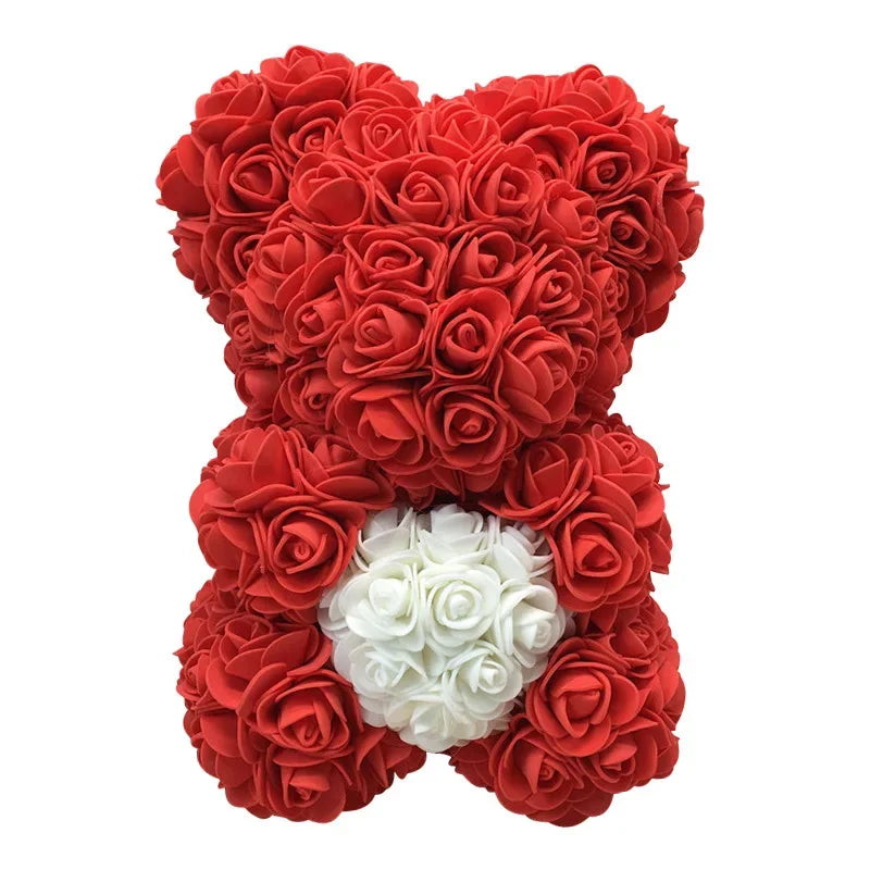 Valentines Day Gift  25cm Rose Teddy Bear From Flowers Bear With Flowers  Red Rose Bear